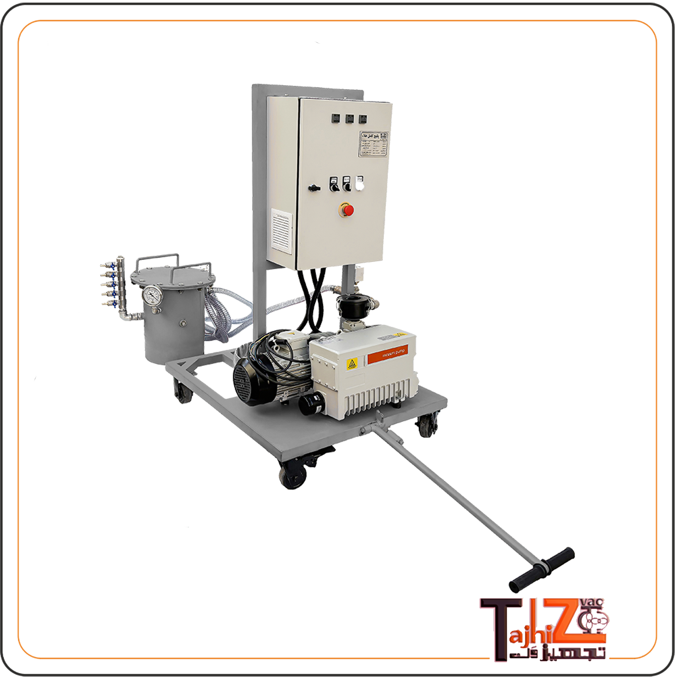 پکیج پمپ وکیوم PTV100-45A مجهز به پمپ روتاری وین ایتالیایی و مخزن افقی ۴۵ لیتری