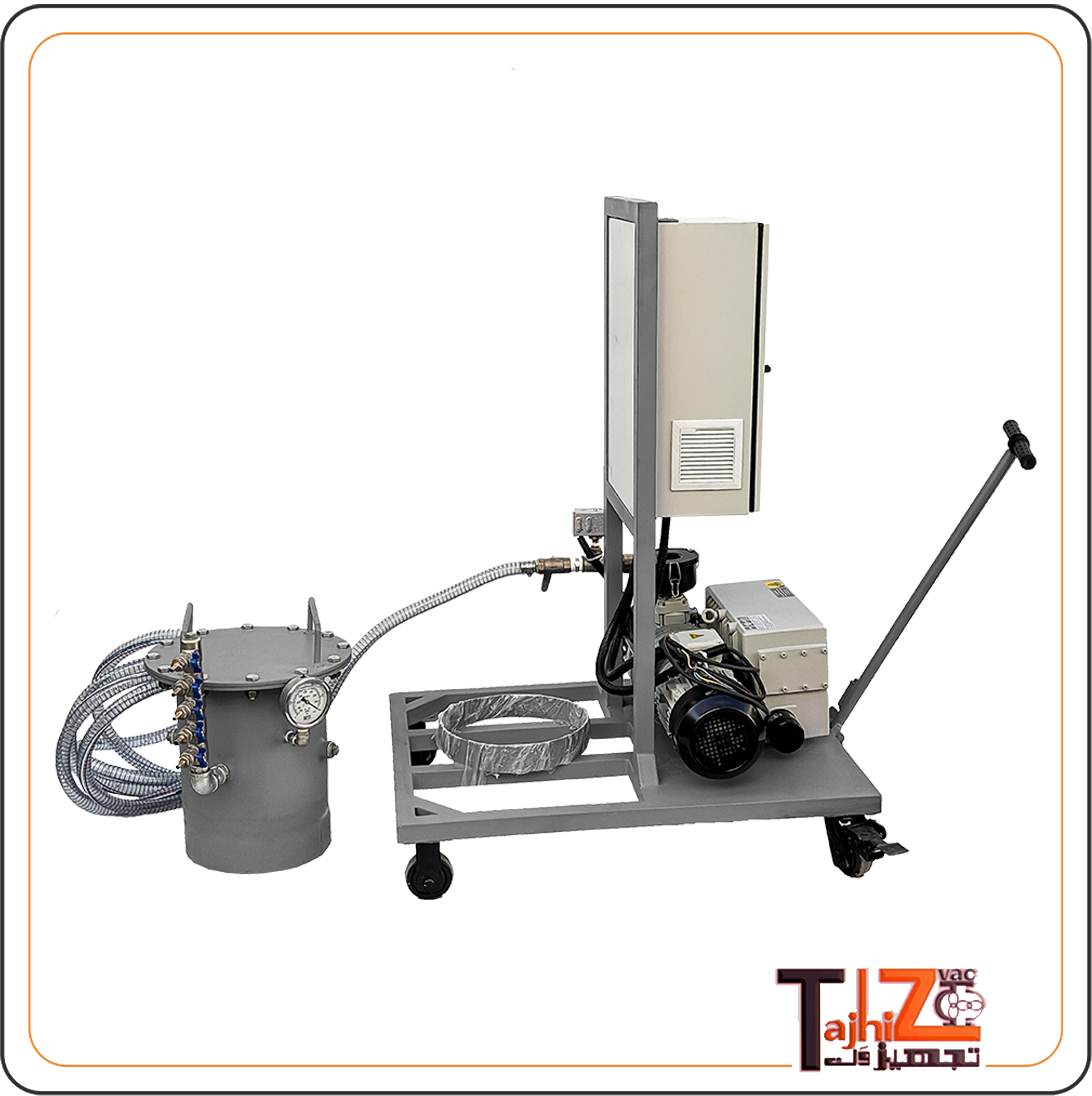 پکیج خلأ صنعتی مدل PTV100-45A نصب شده روی شاسی فلزی ضد لرزش